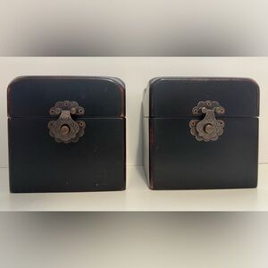 Set of 2 Dark Decorative Boxes with Metal Clasp